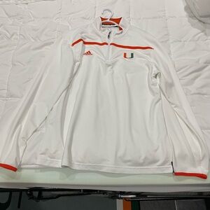 Adidas White and Orange Quarter-Zip Pullover